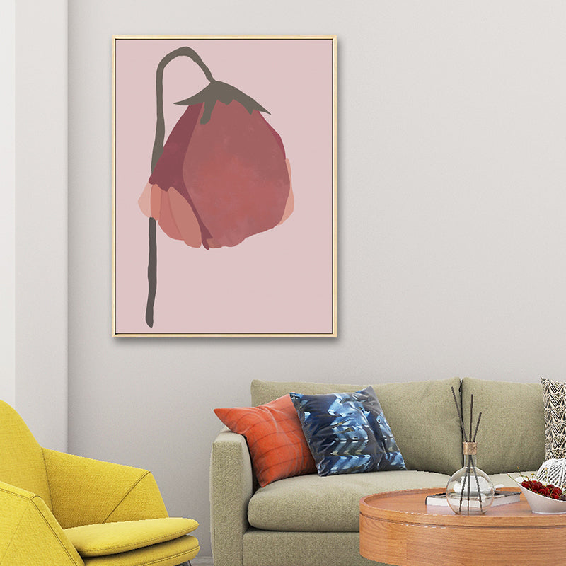 Frendorf | Nordic Blossom Wandkunst Leinwand Texturiertes rotes Gemälde für das Wohnzimmer (Mehrere Größenoptionen)