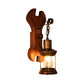 Rust Eins Licht Wandleuchte Küstliche Klare Glas Laterne Beleuchtung Fixture mit Holz Rückplatte