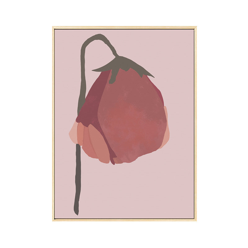 Frendorf | Nordic Blossom Wandkunst Leinwand Texturiertes rotes Gemälde für das Wohnzimmer (Mehrere Größenoptionen)