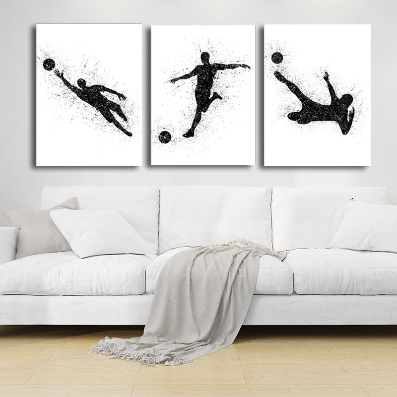 Frendorf | Sport Fußball Leinwanddruck Einfachheit Texturiertes Wandkunst Decor in Schwarz auf Weiß