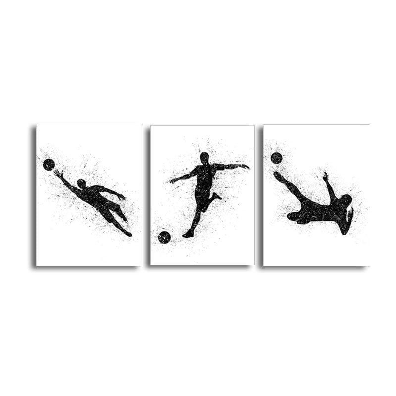 Frendorf | Sport Fußball Leinwanddruck Einfachheit Texturiertes Wandkunst Decor in Schwarz auf Weiß