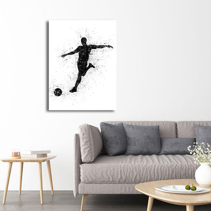 Frendorf | Sport Fußball Leinwanddruck Einfachheit Texturiertes Wandkunst Decor in Schwarz auf Weiß