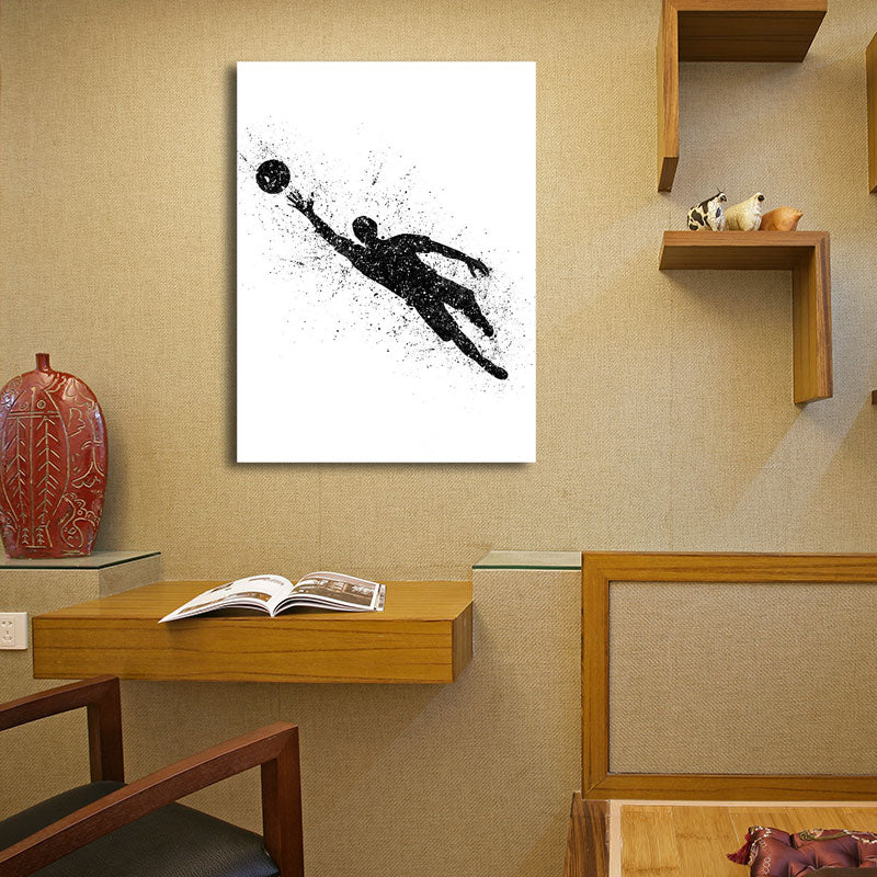 Frendorf | Sport Fußball Leinwanddruck Einfachheit Texturiertes Wandkunst Decor in Schwarz auf Weiß