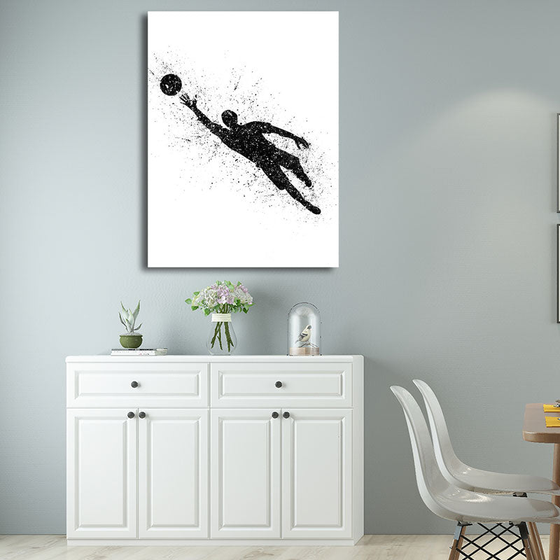 Frendorf | Sport Fußball Leinwanddruck Einfachheit Texturiertes Wandkunst Decor in Schwarz auf Weiß