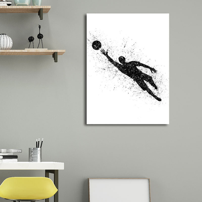 Frendorf | Sport Fußball Leinwanddruck Einfachheit Texturiertes Wandkunst Decor in Schwarz auf Weiß