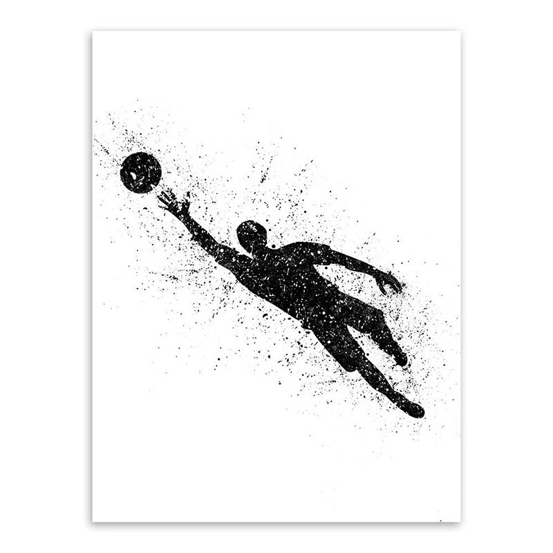 Frendorf | Sport Fußball Leinwanddruck Einfachheit Texturiertes Wandkunst Decor in Schwarz auf Weiß