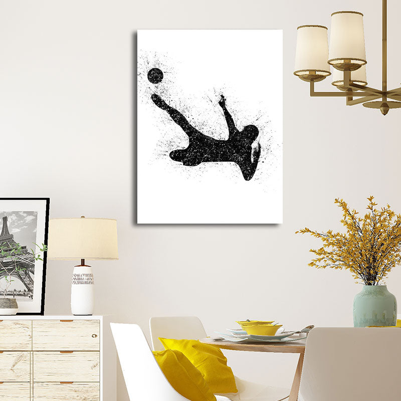 Frendorf | Sport Fußball Leinwanddruck Einfachheit Texturiertes Wandkunst Decor in Schwarz auf Weiß