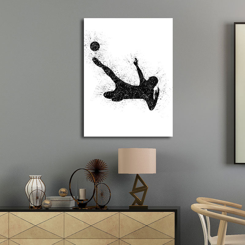 Frendorf | Sport Fußball Leinwanddruck Einfachheit Texturiertes Wandkunst Decor in Schwarz auf Weiß