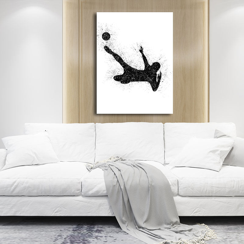 Frendorf | Sport Fußball Leinwanddruck Einfachheit Texturiertes Wandkunst Decor in Schwarz auf Weiß