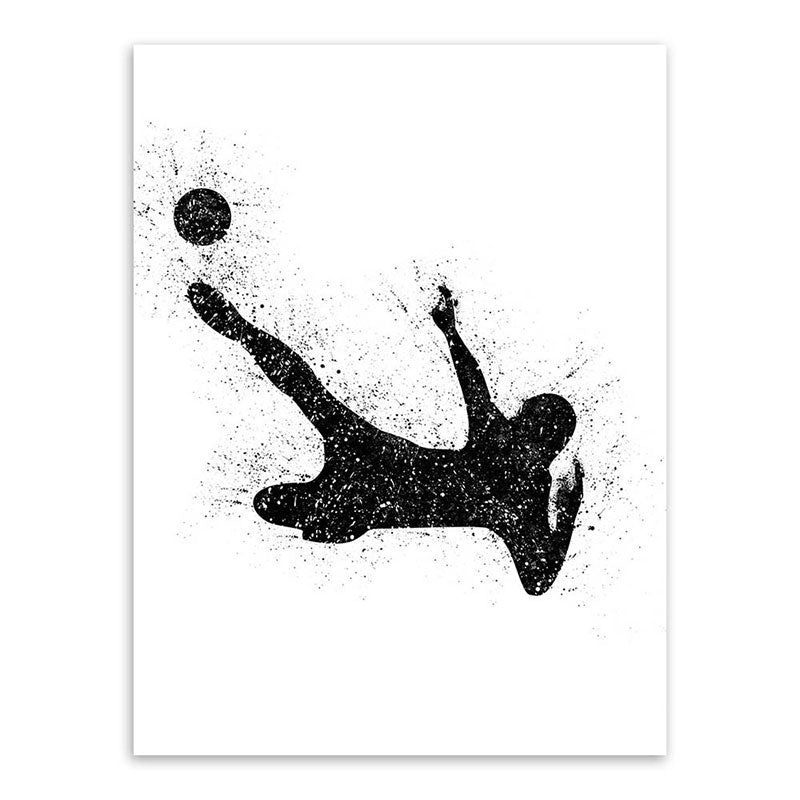 Frendorf | Sport Fußball Leinwanddruck Einfachheit Texturiertes Wandkunst Decor in Schwarz auf Weiß