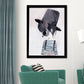 Cartoon Kaninchen Malerei Leinwand Schwarzer Texturierter Wandkunstdruck für Kinderzimmer