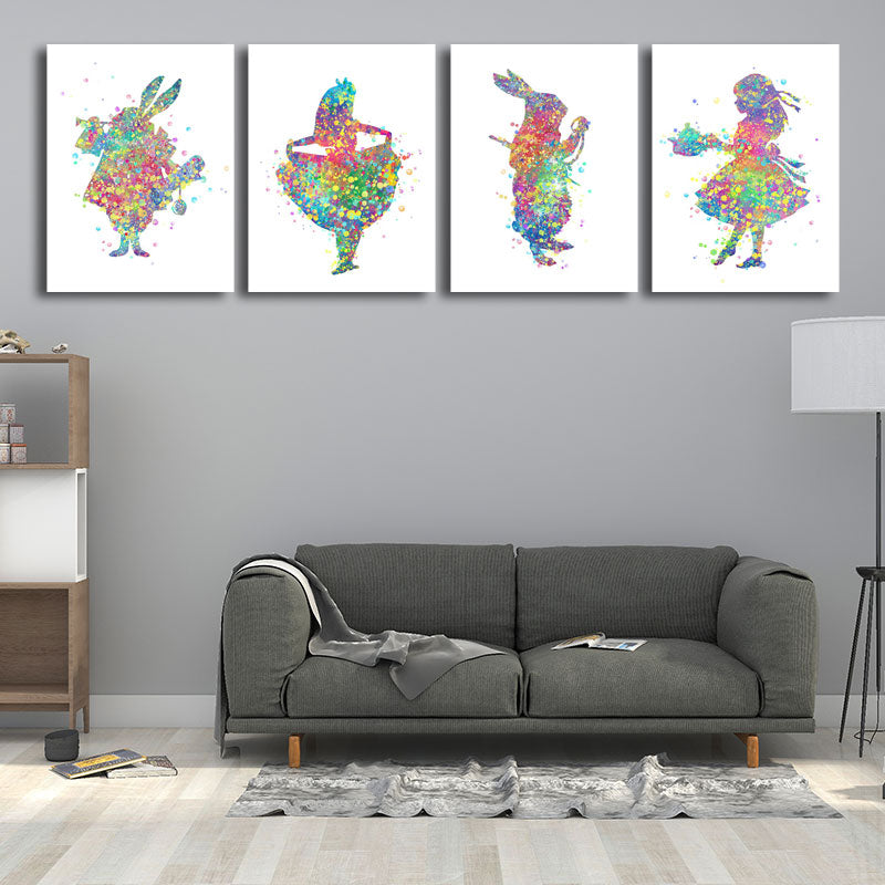 Frendorf | Kids Style Tänzer Leinwandkunst Mehrfarbige Texturierte Wanddekoration für das Wohnzimmer