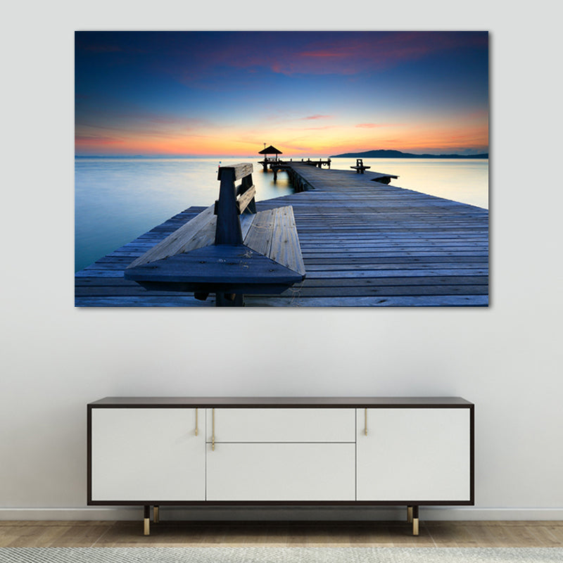 Frendorf | Sea Bridge Leinwanddruck Tropische schöne Meereslandschaft Wandkunst in Pastellfarbe