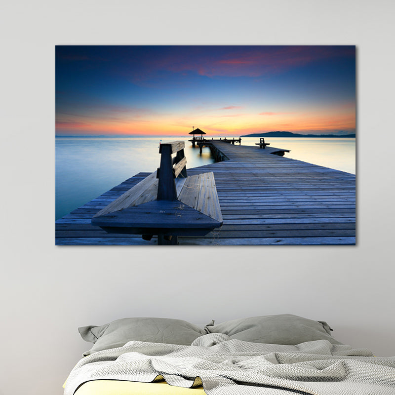 Frendorf | Sea Bridge Leinwanddruck Tropische schöne Meereslandschaft Wandkunst in Pastellfarbe