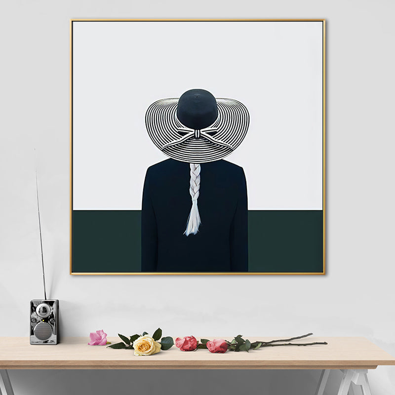 Frendorf | Graue Mode Dame Quadrat Leinwand Wand Kunst Druck für Gästezimmer, Mehrere Größenoptionen