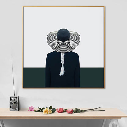 Frendorf | Graue Mode Dame Quadrat Leinwand Wand Kunst Druck für Gästezimmer, Mehrere Größenoptionen