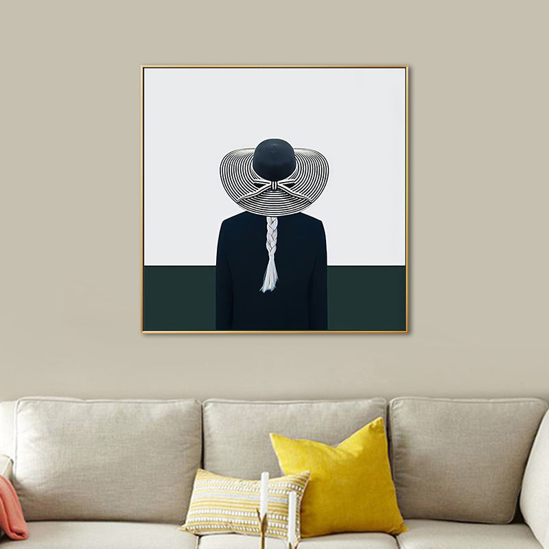 Frendorf | Graue Mode Dame Quadrat Leinwand Wand Kunst Druck für Gästezimmer, Mehrere Größenoptionen