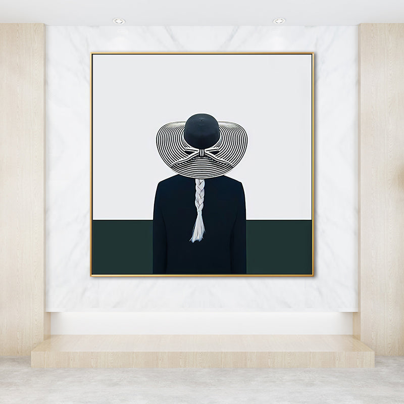 Frendorf | Graue Mode Dame Quadrat Leinwand Wand Kunst Druck für Gästezimmer, Mehrere Größenoptionen