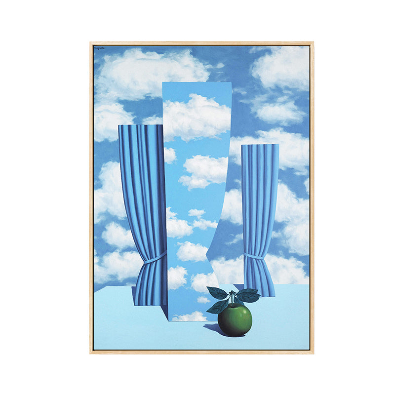 Frendorf | Blauer Vorhang und Himmelsgemälde Texturiertes Zeitgenössisches Stil Jungen Schlafzimmer Wanddekoration