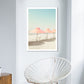 Frendorf | Strandstuhl und Schirm Leinwand Pink-Mint Grün Tropische Wanddekoration für das Schlafzimmer