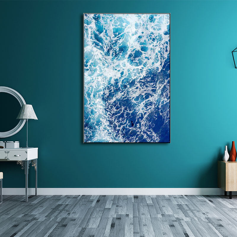 Frendorf | Blaue Ozean Spindrift Leinwand Kunst Seascape Modernistische Texturierte Wanddekoration für Zuhause
