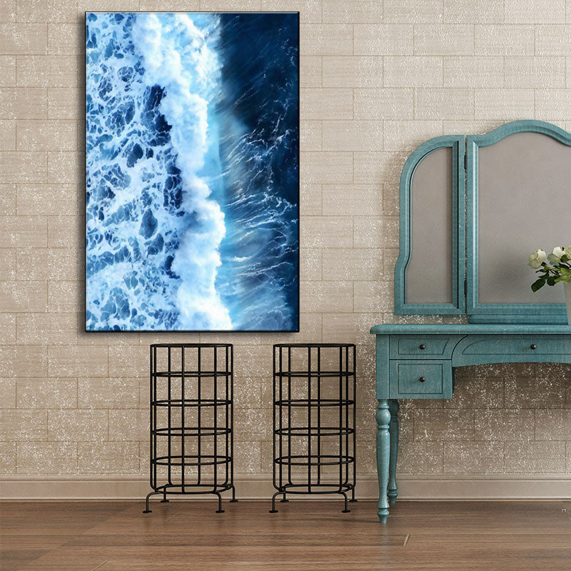 Frendorf | Blaue Ozean Spindrift Leinwand Kunst Seascape Modernistische Texturierte Wanddekoration für Zuhause