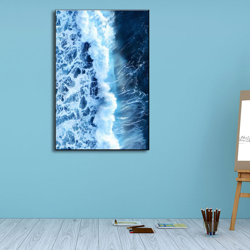 Frendorf | Blaue Ozean Spindrift Leinwand Kunst Seascape Modernistische Texturierte Wanddekoration für Zuhause