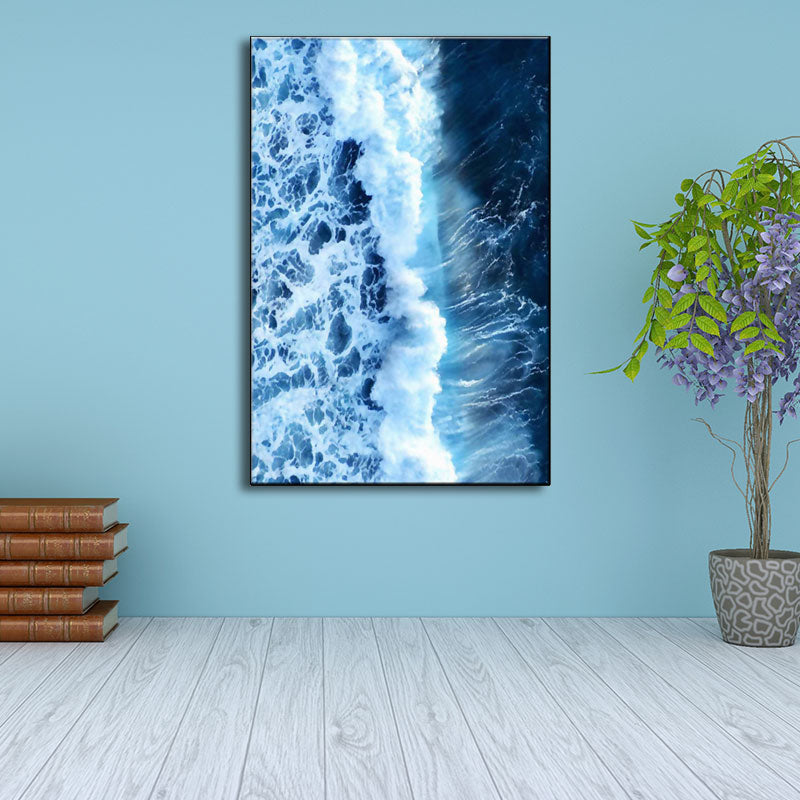 Frendorf | Blaue Ozean Spindrift Leinwand Kunst Seascape Modernistische Texturierte Wanddekoration für Zuhause