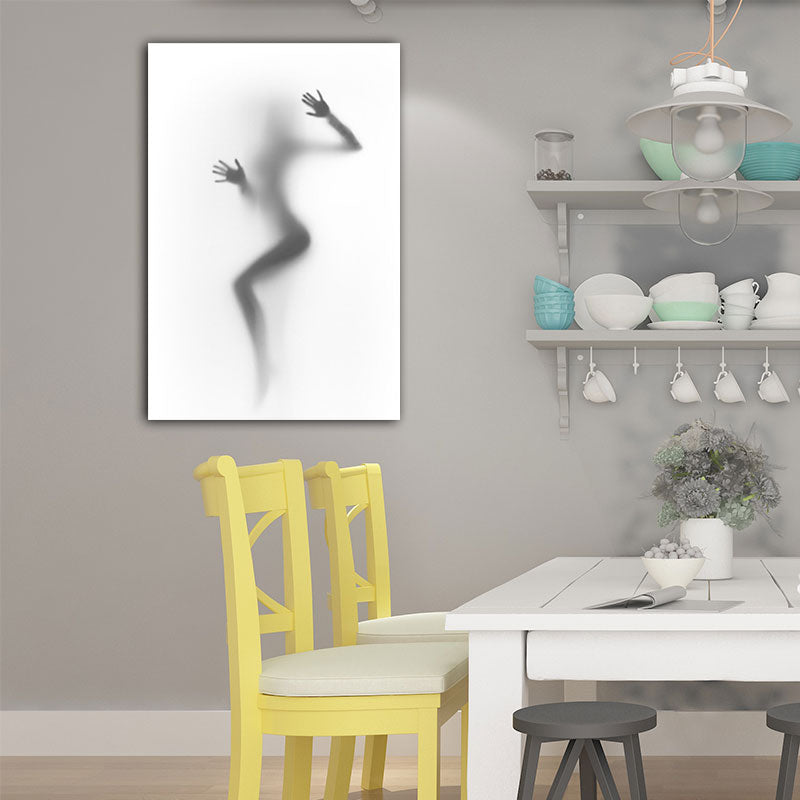 Frendorf | Moderne Creatieve Canvas in Grijze Schaduw van Sexy Vrouw op het Frosted Glas Wandkunst voor Kamer