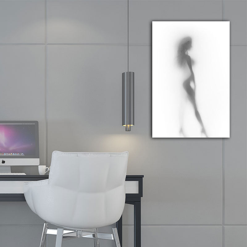Frendorf | Moderne Creatieve Canvas in Grijze Schaduw van Sexy Vrouw op het Frosted Glas Wandkunst voor Kamer