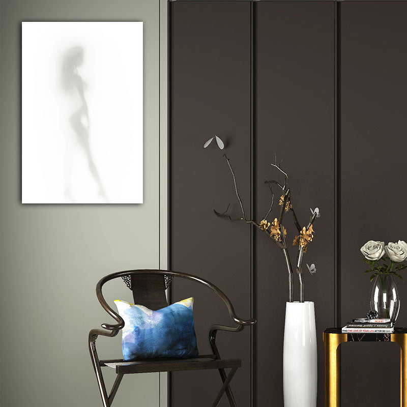 Frendorf | Moderne Creatieve Canvas in Grijze Schaduw van Sexy Vrouw op het Frosted Glas Wandkunst voor Kamer