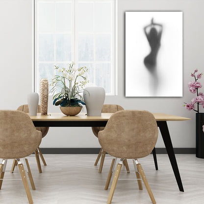 Frendorf | Moderne Creatieve Canvas in Grijze Schaduw van Sexy Vrouw op het Frosted Glas Wandkunst voor Kamer