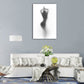 Frendorf | Moderne Creatieve Canvas in Grijze Schaduw van Sexy Vrouw op het Frosted Glas Wandkunst voor Kamer