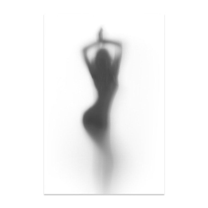 Frendorf | Moderne Creatieve Canvas in Grijze Schaduw van Sexy Vrouw op het Frosted Glas Wandkunst voor Kamer