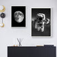 Schwarzer Astronaut und Mond Kunstdruck Astronomie Kinder Strukturiertes Wanddekor für das Schlafzimmer