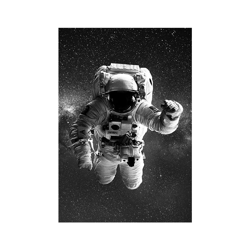 Schwarzer Astronaut und Mond Kunstdruck Astronomie Kinder Strukturiertes Wanddekor für das Schlafzimmer