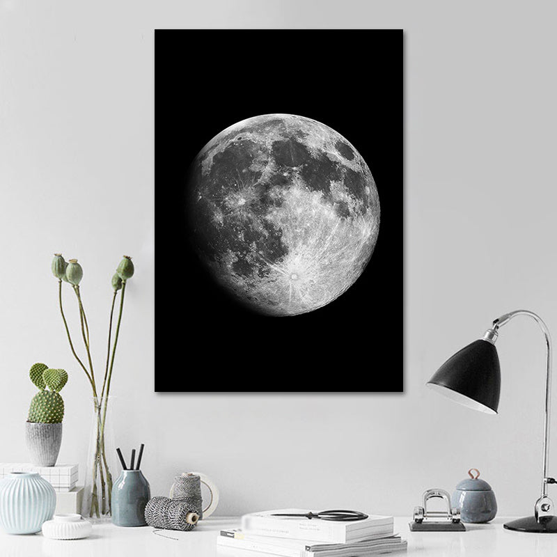 Schwarzer Astronaut und Mond Kunstdruck Astronomie Kinder Strukturiertes Wanddekor für das Schlafzimmer