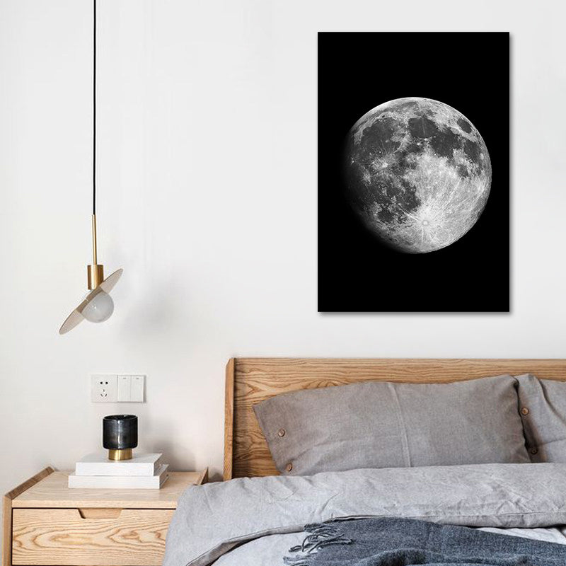 Schwarzer Astronaut und Mond Kunstdruck Astronomie Kinder Strukturiertes Wanddekor für das Schlafzimmer