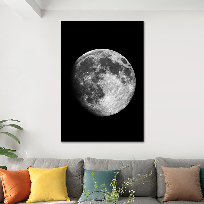 Schwarzer Astronaut und Mond Kunstdruck Astronomie Kinder Strukturiertes Wanddekor für das Schlafzimmer