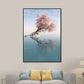 Frendorf | Blossom Tree am See Kunstdruck Zeitgenössische Leinwand Wanddekoration in Pink für das Schlafzimmer