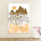 Asiatische Berglandschaft Leinwandkunst Lila Texturierte Wanddekoration für Hausinterieur