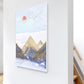 Asiatische Berglandschaft Leinwandkunst Lila Texturierte Wanddekoration für Hausinterieur