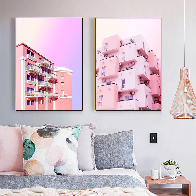 Rosa Foto Architektur Leinwanddruck Texturiert Zeitgenössische Schlafzimmer Wandkunst