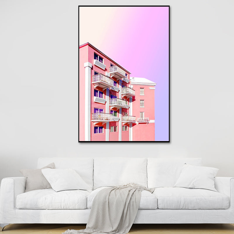 Rosa Foto Architektur Leinwanddruck Texturiert Zeitgenössische Schlafzimmer Wandkunst