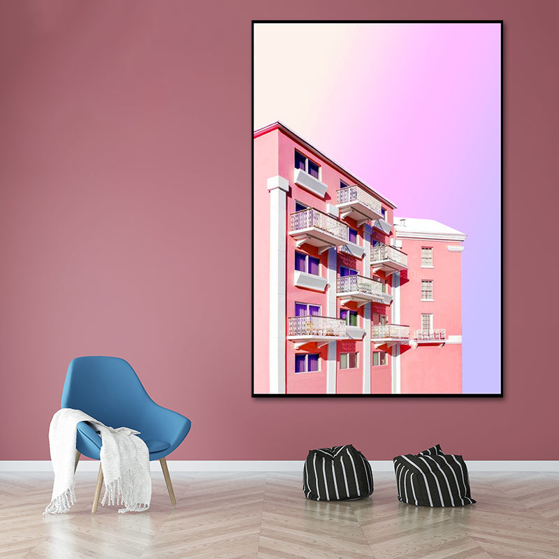 Rosa Foto Architektur Leinwanddruck Texturiert Zeitgenössische Schlafzimmer Wandkunst