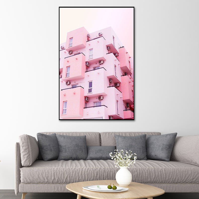 Rosa Foto Architektur Leinwanddruck Texturiert Zeitgenössische Schlafzimmer Wandkunst