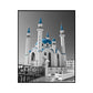 Frendorf | Global Inspired Castle Wall Art Canvas Textured Blue Wall Decor for Sitting Room