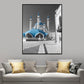 Frendorf | Global Inspired Castle Wall Art Canvas Textured Blue Wall Decor for Sitting Room