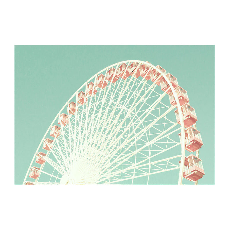 Frendorf | Ferris Wheel Wandkunstprint Moderne Texturierte Leinwand in Rosa auf Grün für das Kinderzimmer