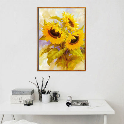 Frendorf | Gelbe Französische Landhaus Wandkunst Druck Sonnenblumenstrauß Gemälde für das Wohnzimmer
